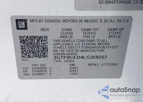 2020 GMC Sierra 1500 2Wd Short Box Elevation from USA, damaged, VIN 3GTP8CED4LG359257